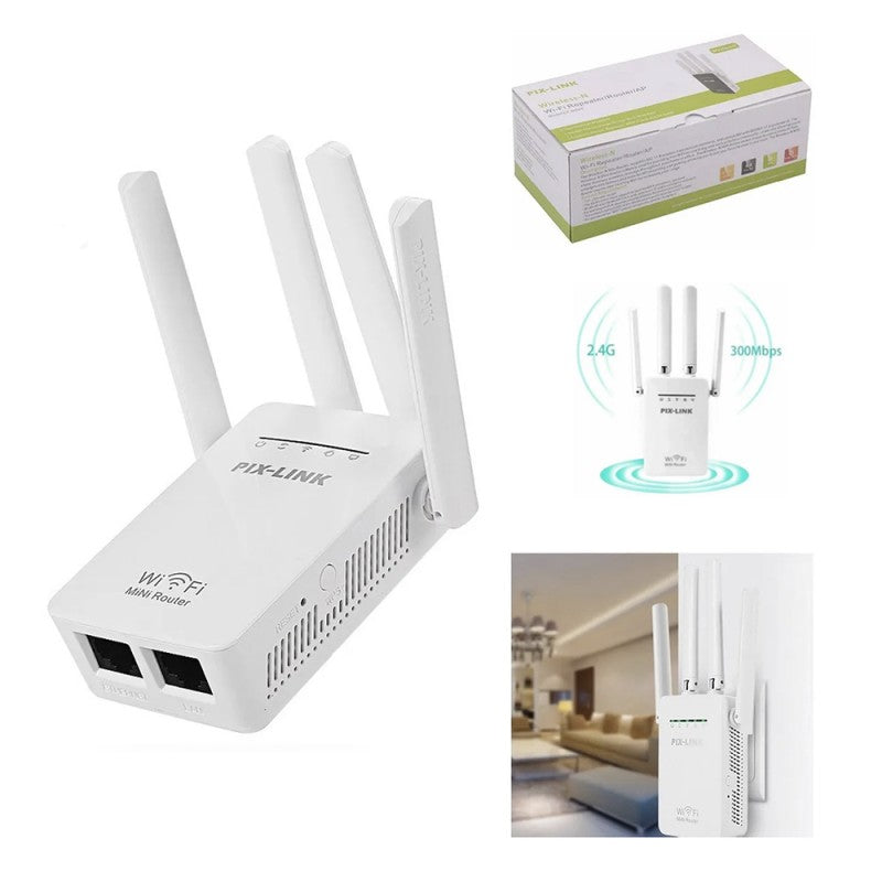 Router WIFI 300mbps Repetidor de Señal Extender 4 Antenas S0353