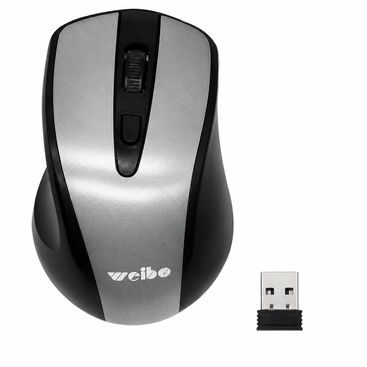 Mouse Óptico Inalámbrico USB Weibo 2.4 Ghz Wireless Negro con Plata S0463-2