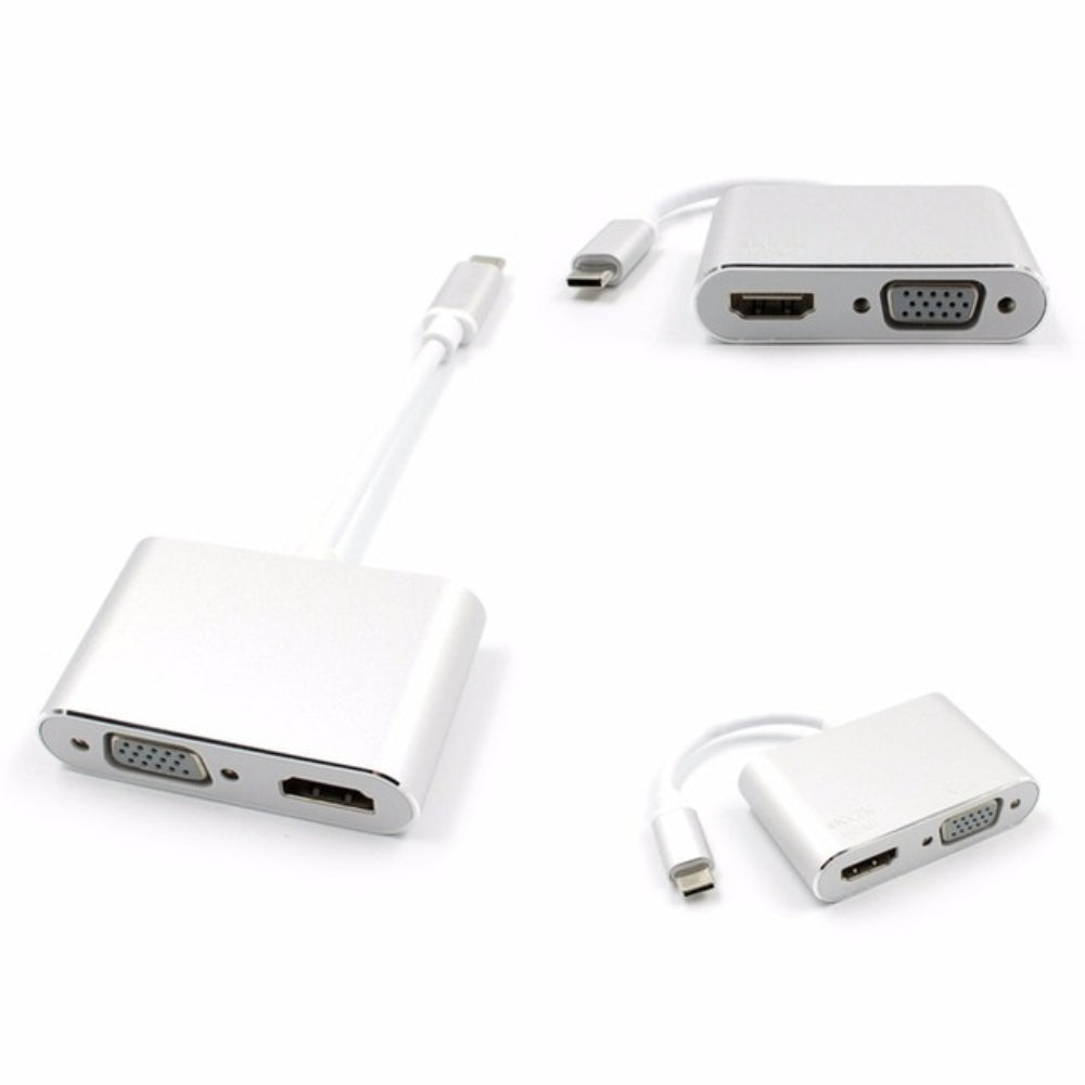 Convertidor USB 3.1 Tipo C a VGA y HDMI Adaptador Mac Video S0525