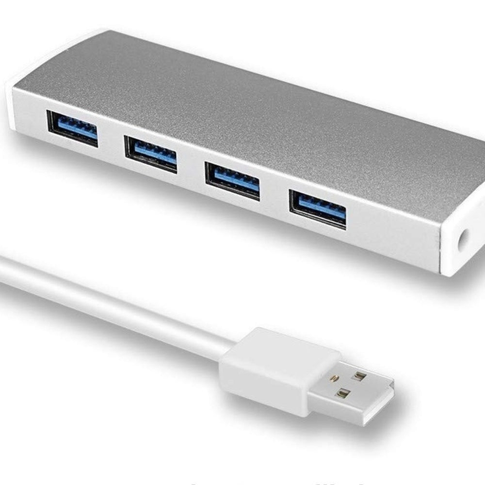 Hub 4 Puertos USB 3.0 5Gbps Aluminio con Indicador Led Eazy Plateado S0538-1