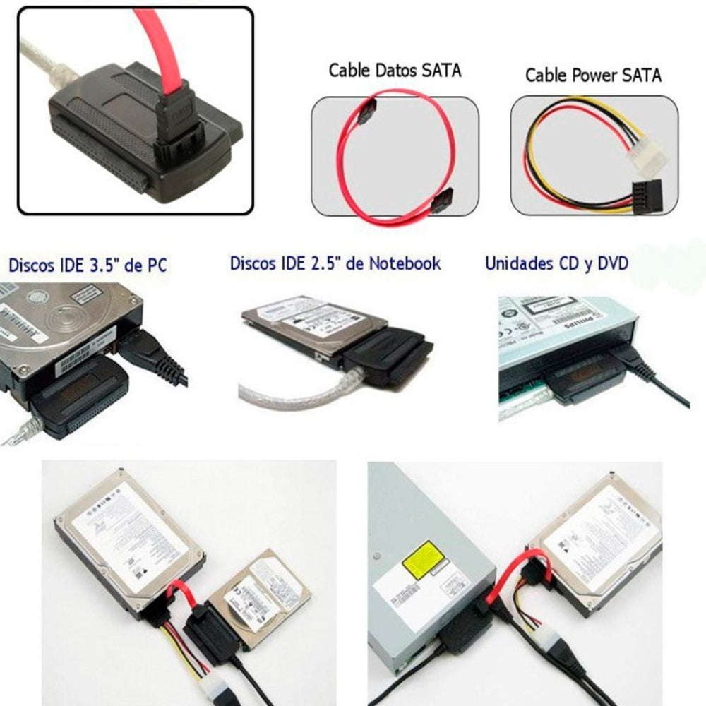 Adaptador de Disco Duro IDE SATA 2.5 -3.5 a USB con Fuente S0548
