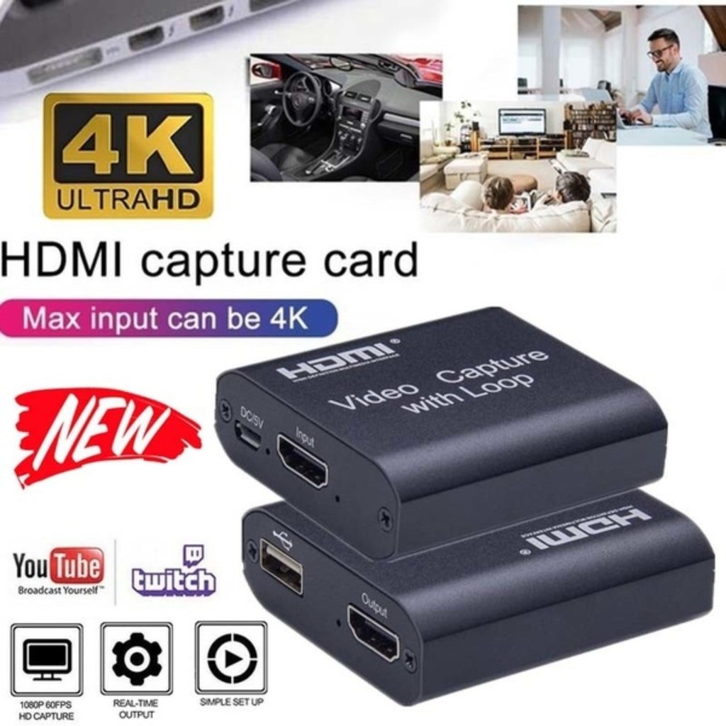 Capturadora de Video USB 2.0 HDMI Capture con Loop Out 4K 2K S0575