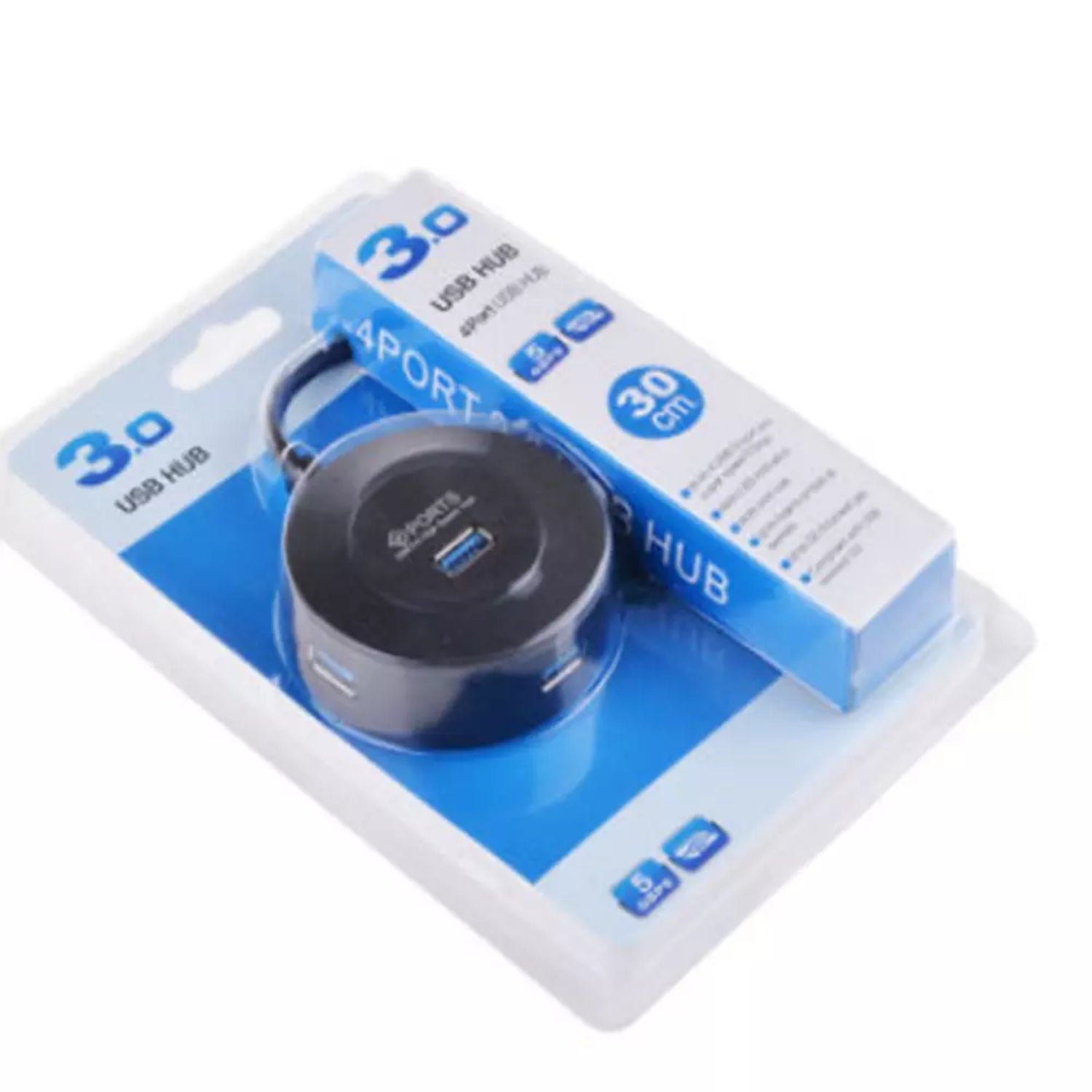 Hub 4 Puertos USB 3.0 5Gbps Cable 30 cm Redondo Delgado S0580