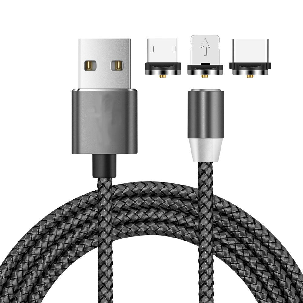 Cable Imantado Magnético 3 en 1 Android Tipo C y Lightning Plomo S0609-4