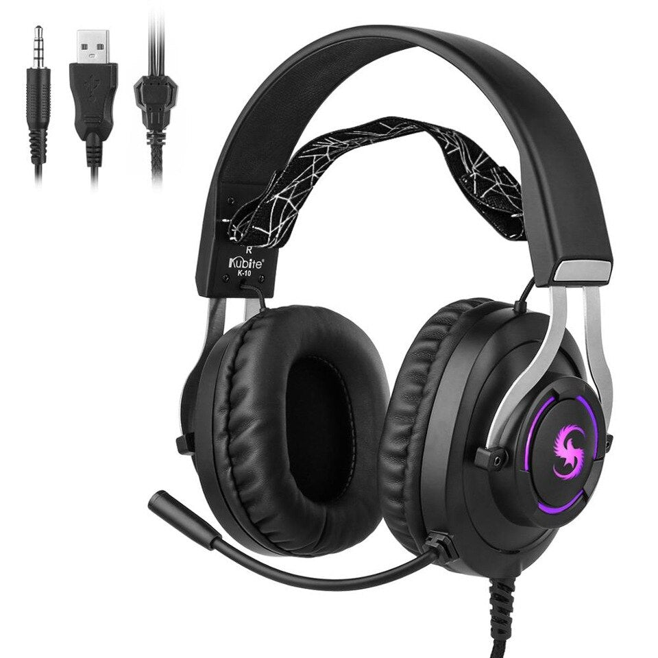 Audífonos Gamer K-10 Diadema Micrófono Control Volumen Led HD S0613