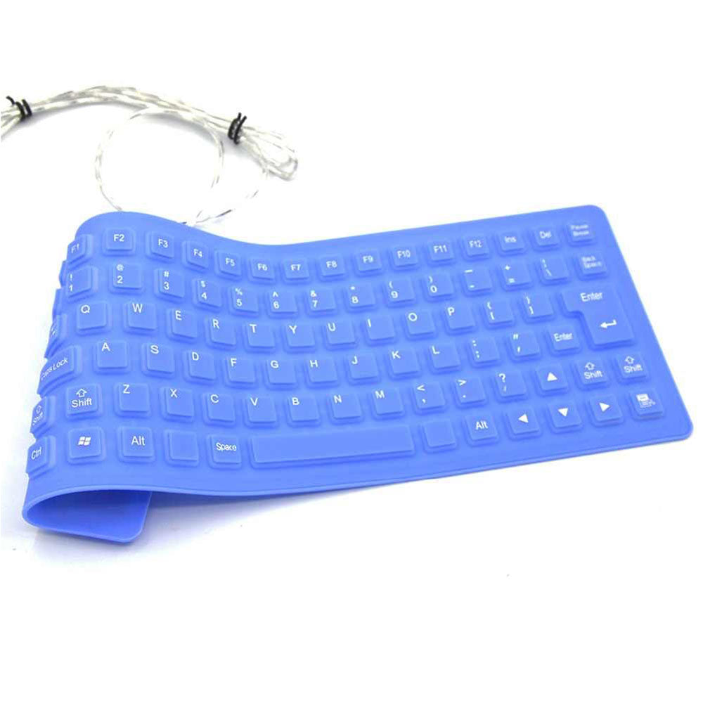 Teclado Flexible Siliconado WB-86 Impermeable contra el Polvo USB Negro S0641-1