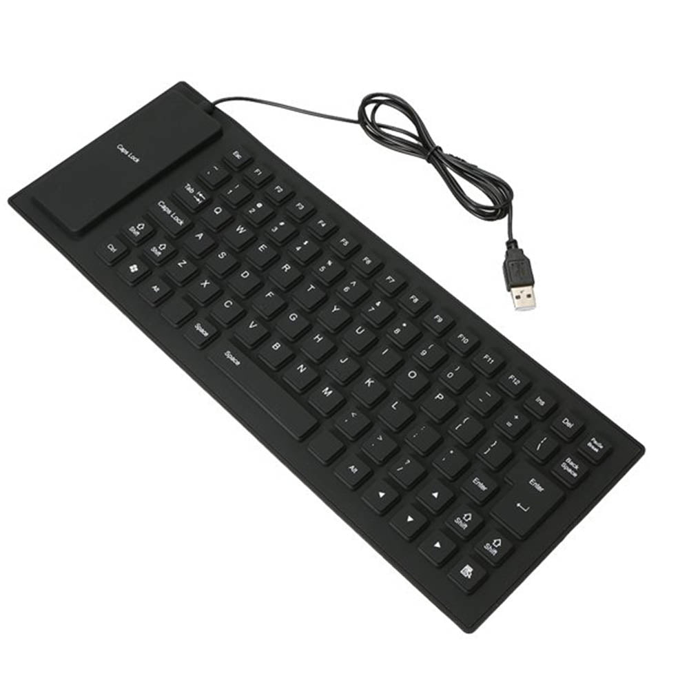 Teclado Flexible Siliconado WB-86 Impermeable contra el Polvo USB Negro S0641