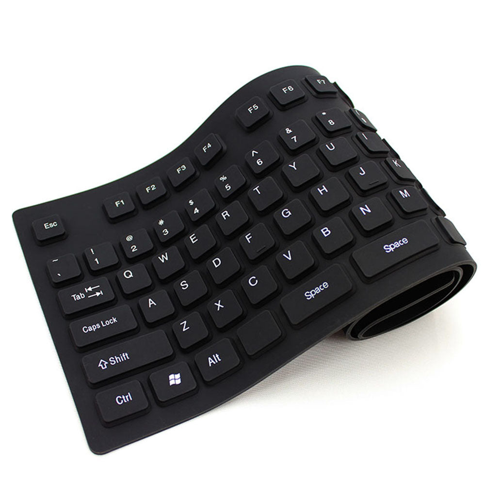 Teclado Flexible Siliconado WB-86 Impermeable contra el Polvo USB Negro S0641