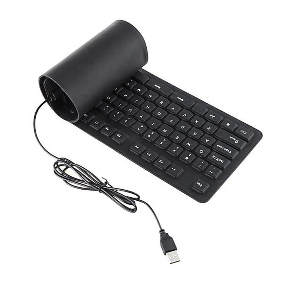 Teclado Flexible Siliconado WB-86 Impermeable contra el Polvo USB Negro S0641