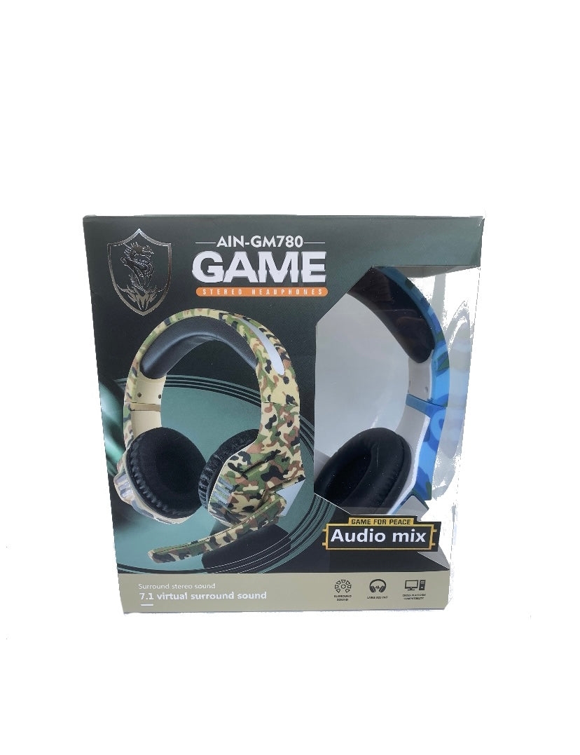 Audífonos Gamer Ain-gm780 para Ps4 Xbox One PC Micrófono Azul militar S0643-1