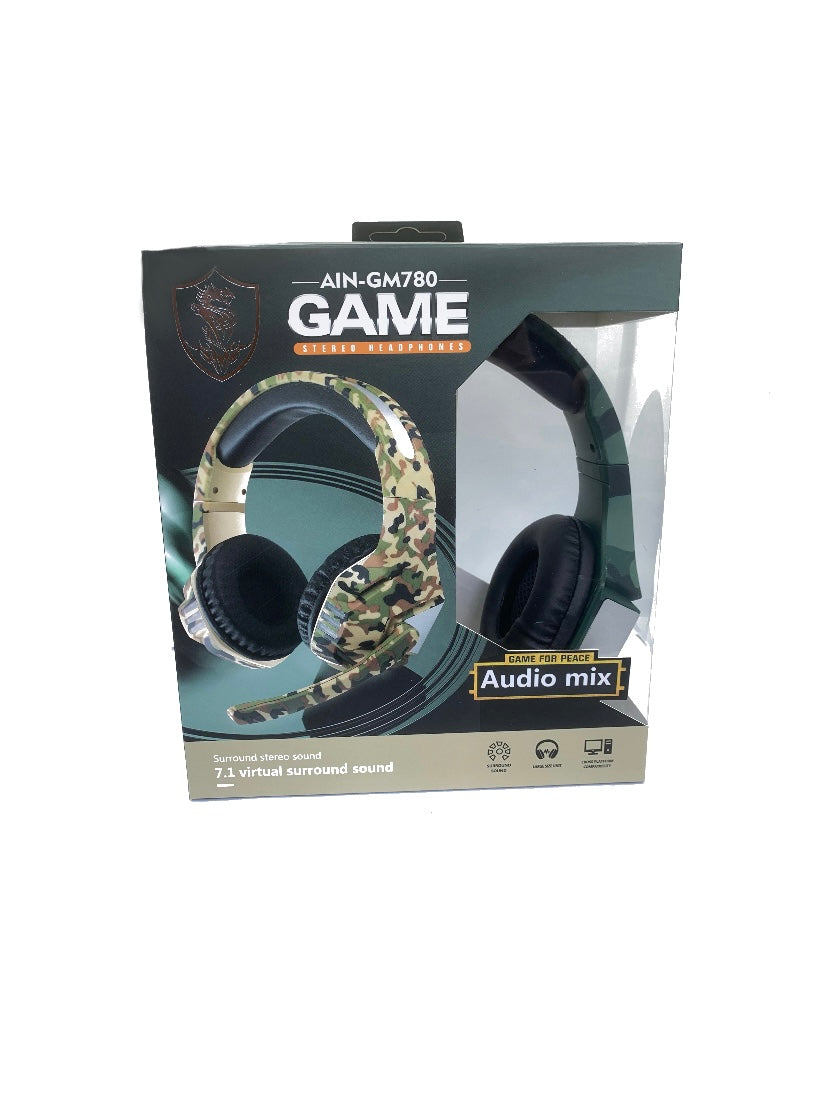 Audífonos Gamer Ain-gm780 para Ps4 Xbox One PC Micrófono Beige militar S0643-2