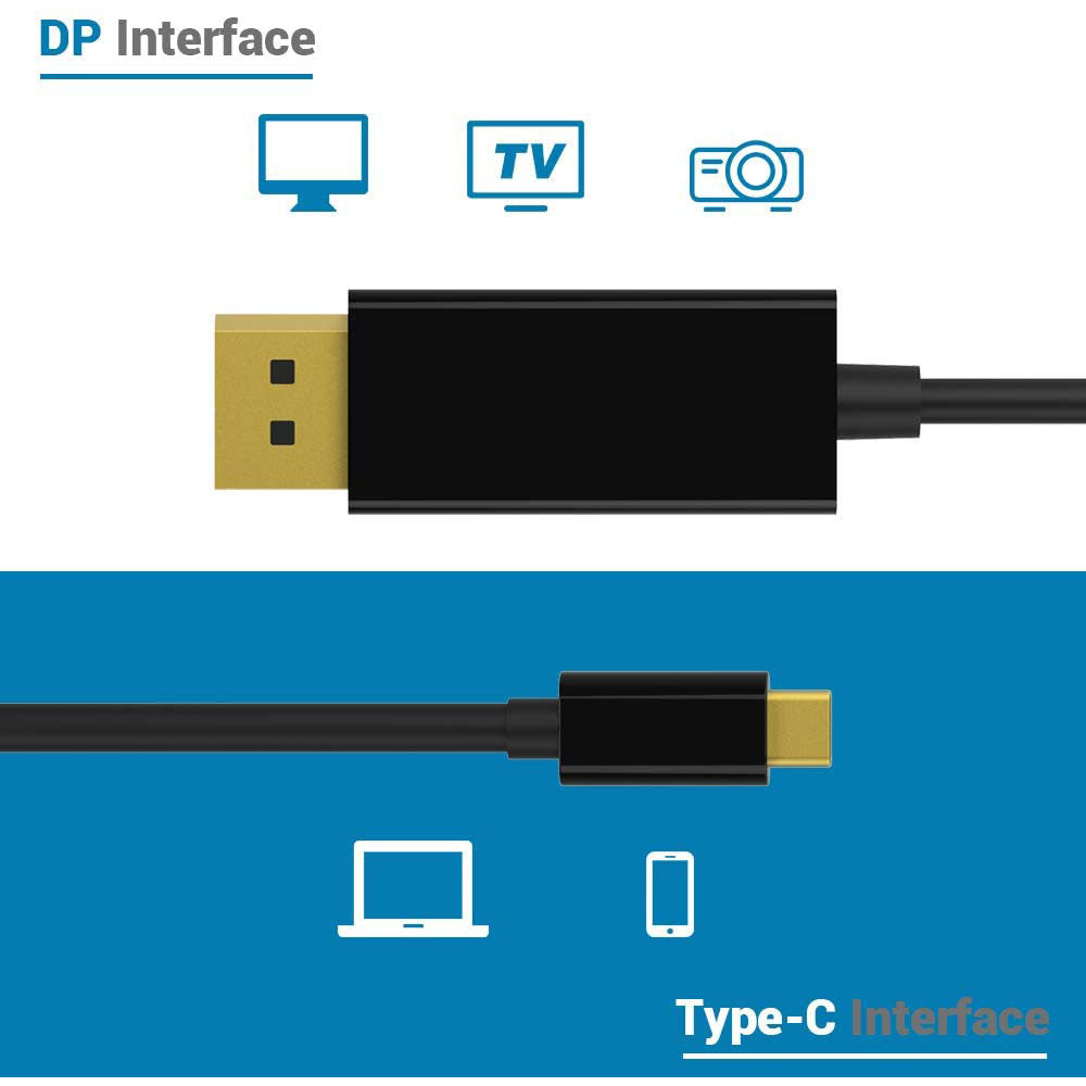 Cable USB 3.1 C Tipo C a Displayport PVC Macho 1.8 Metros 4k S0645