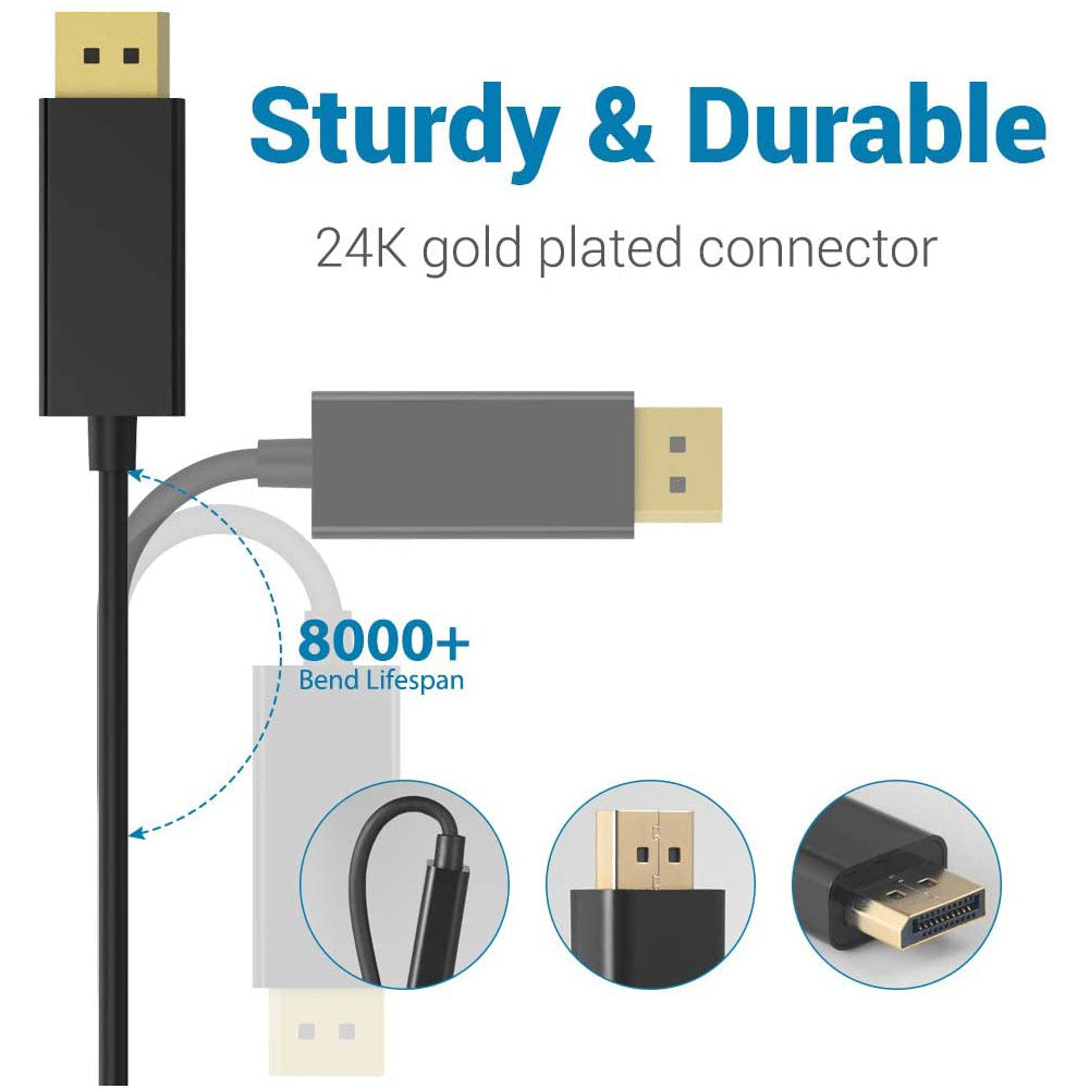 Cable USB 3.1 C Tipo C a Displayport PVC Macho 1.8 Metros 4k S0645