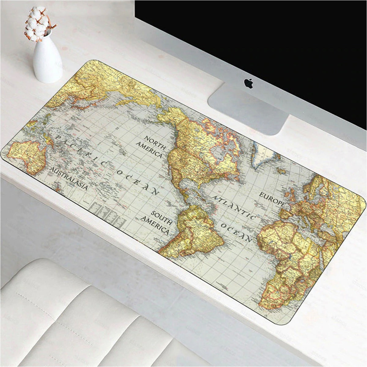Mouse pad Base Escritorio Extra Large 30x80cm Computador Mapa Globo Terraqueo S0649-56