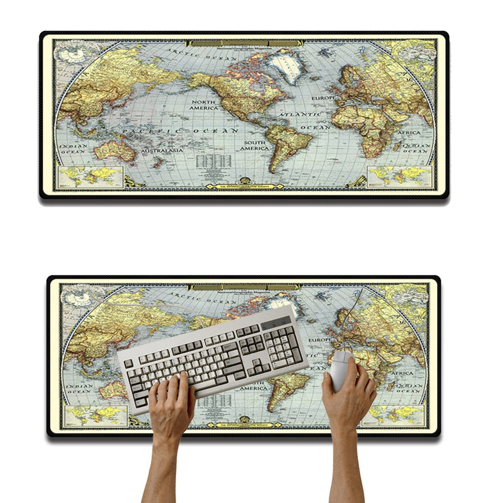 Mouse pad Base Escritorio Extra Large 30x80cm Computador Mapa Globo Terraqueo S0649-56