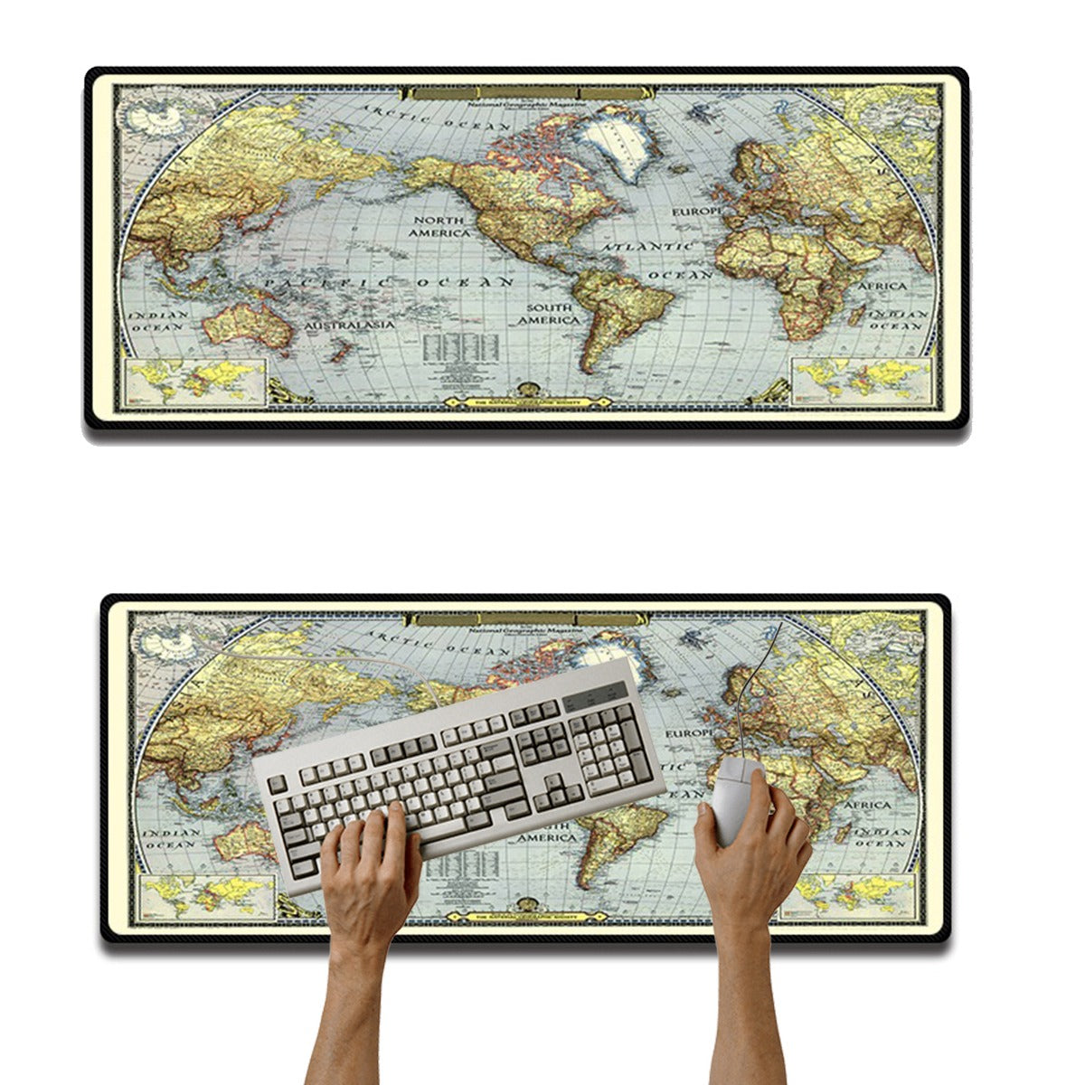 Mouse pad Base Escritorio Extra Large 30x80cm Computador Mapa Globo Terraqueo S0649-56