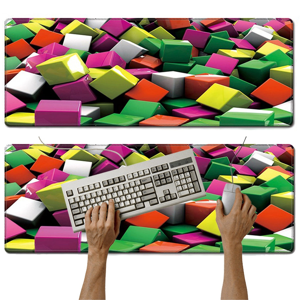 Mouse pad Base Escritorio Extra Large 30x80cm Computador Cubos 3D S0649-59