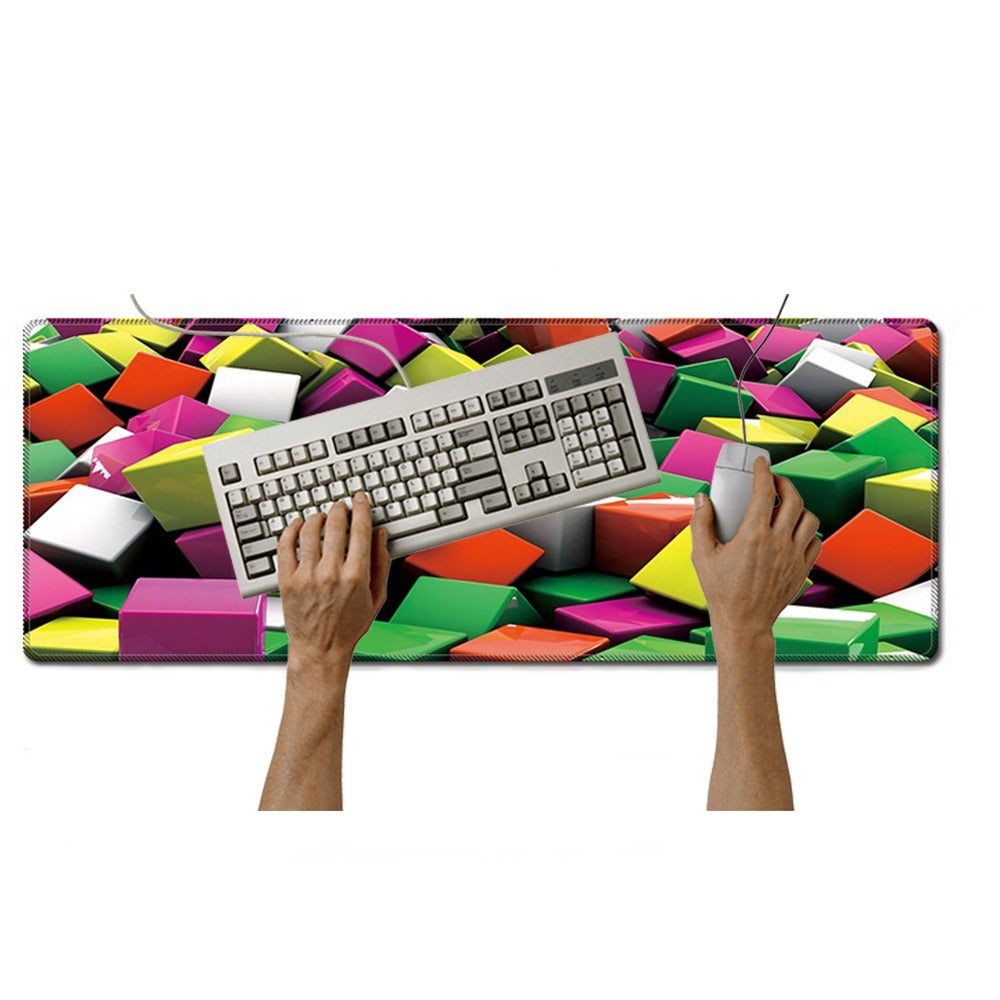 Mouse pad Base Escritorio Extra Large 30x80cm Computador Cubos 3D S0649-59