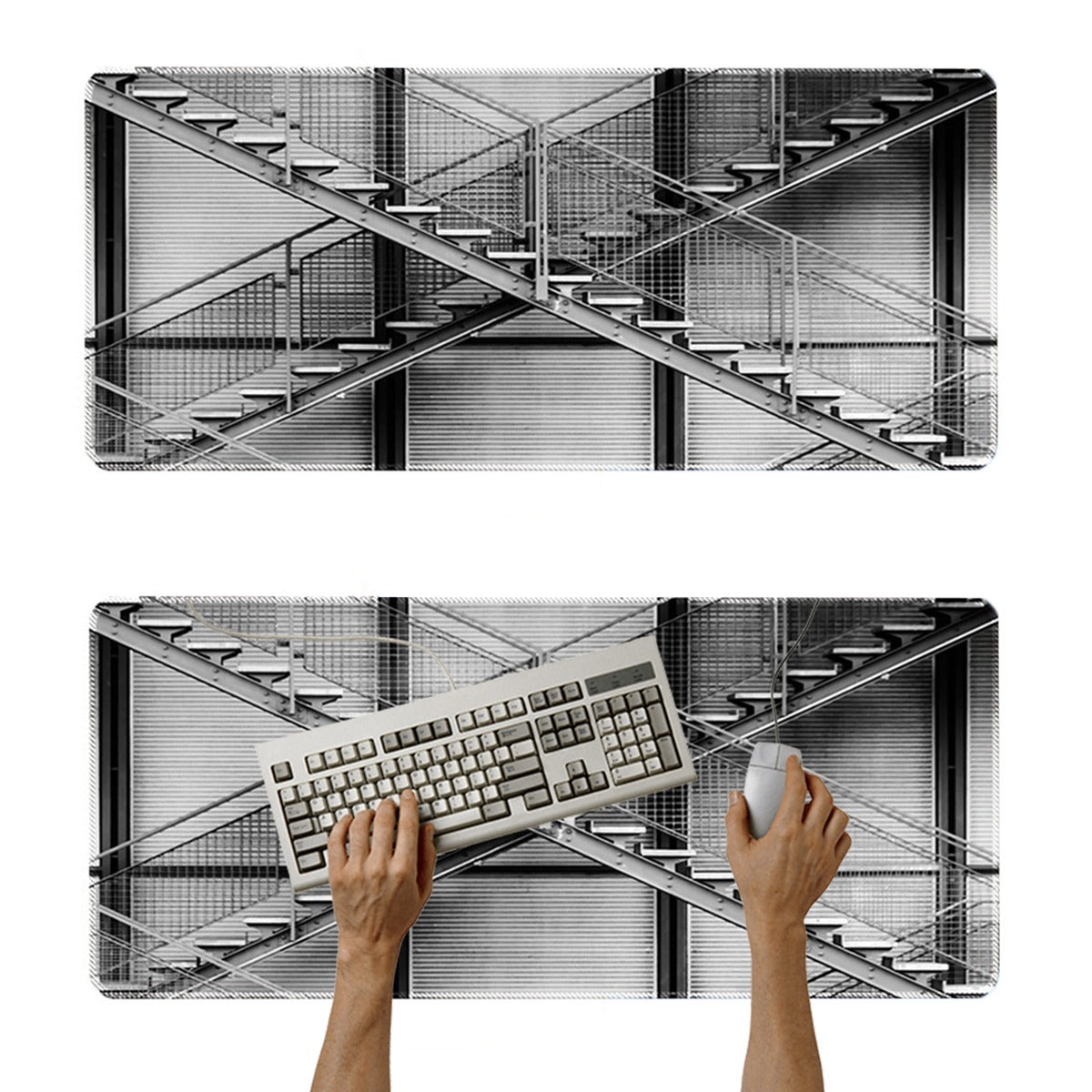 Mouse pad Base Escritorio Extra Large 30x80cm Computador Escalera 3D S0649-61