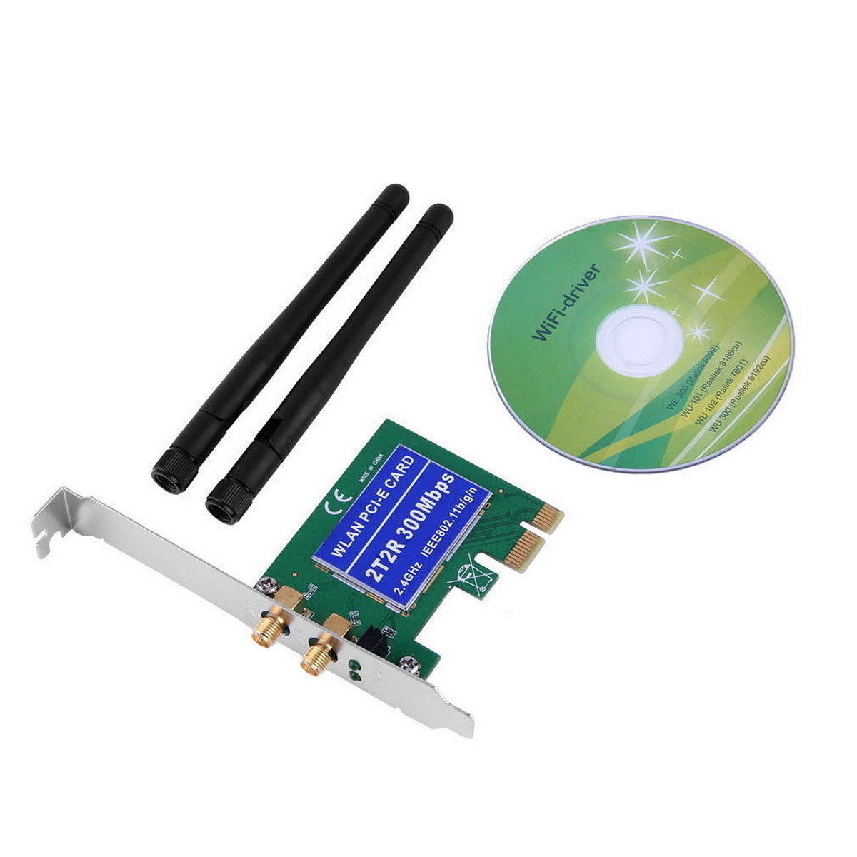 Tarjeta WIFI 2t2r WLAN Pci 300 Mbps 24Ghz LEEE80211 Antena S0665