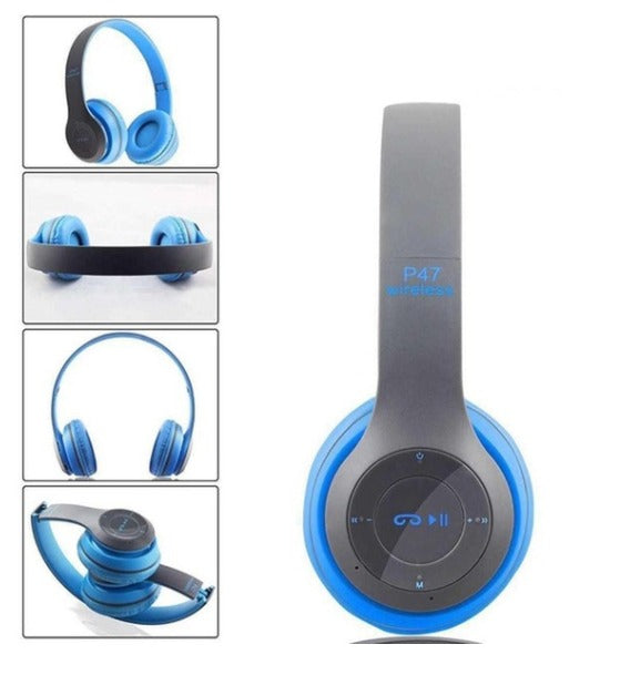 Audifonos 2 en 1 Inalámbricos y Cable Jack 3.5mm P47 5.0 Tf Azul S0674-1