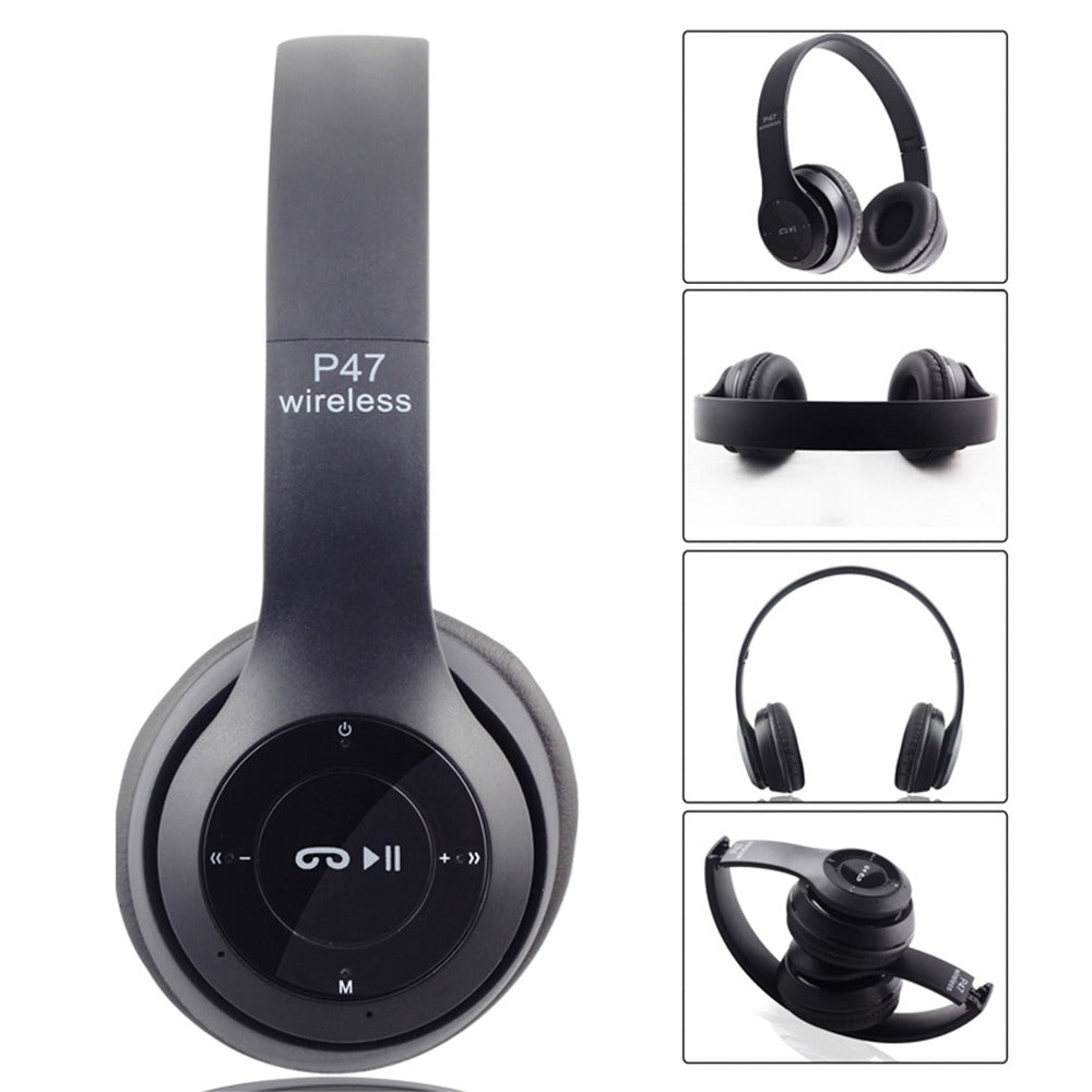 Audifonos 2 en 1 Inalámbricos y Cable Jack 3.5mm P47 5.0 Tf Negro S0674