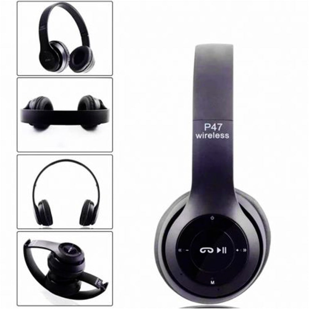 Audifonos 2 en 1 Inalámbricos y Cable Jack 3.5mm P47 5.0 Tf Negro S0674