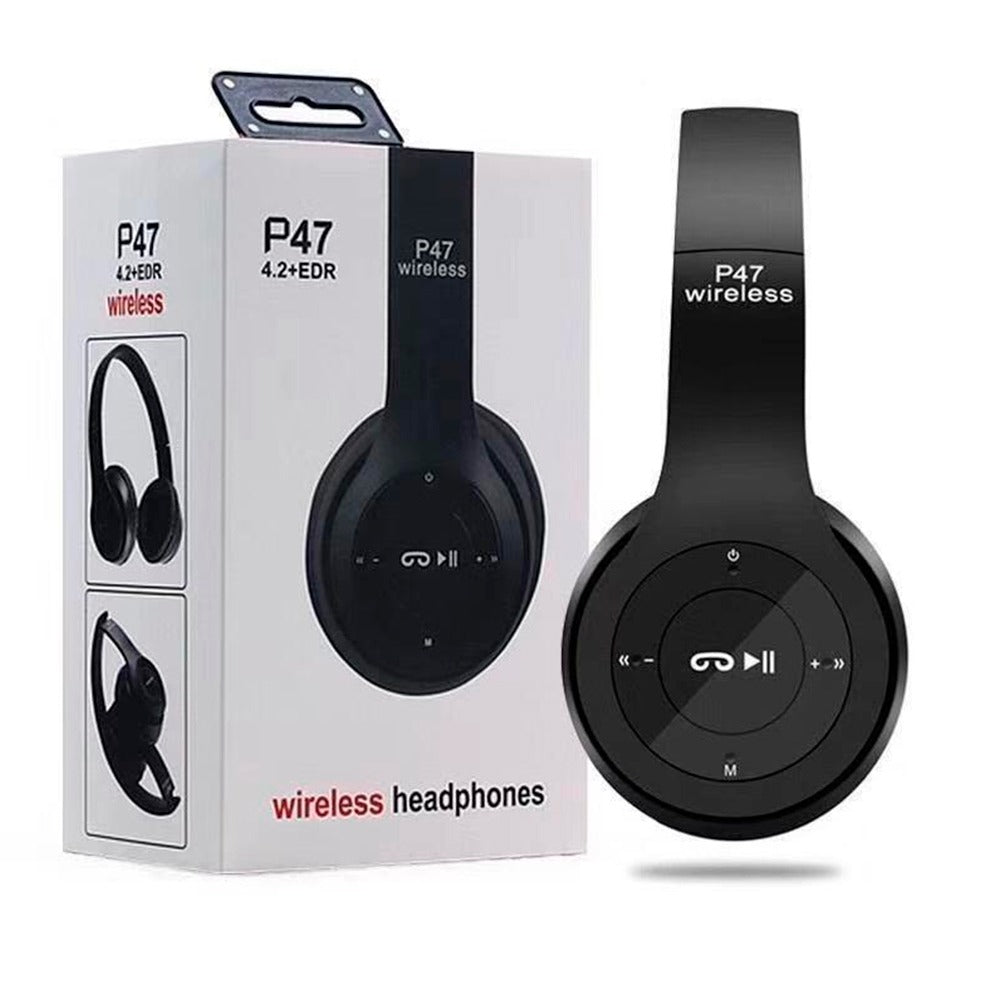 Audifonos 2 en 1 Inalámbricos y Cable Jack 3.5mm P47 5.0 Tf Negro S0674