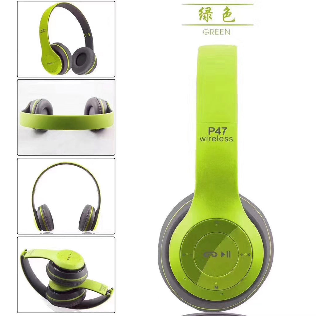 Audifonos 2 en 1 Inalámbricos y Cable Jack 3.5mm P47 5.0 Tf Verde S0674-4