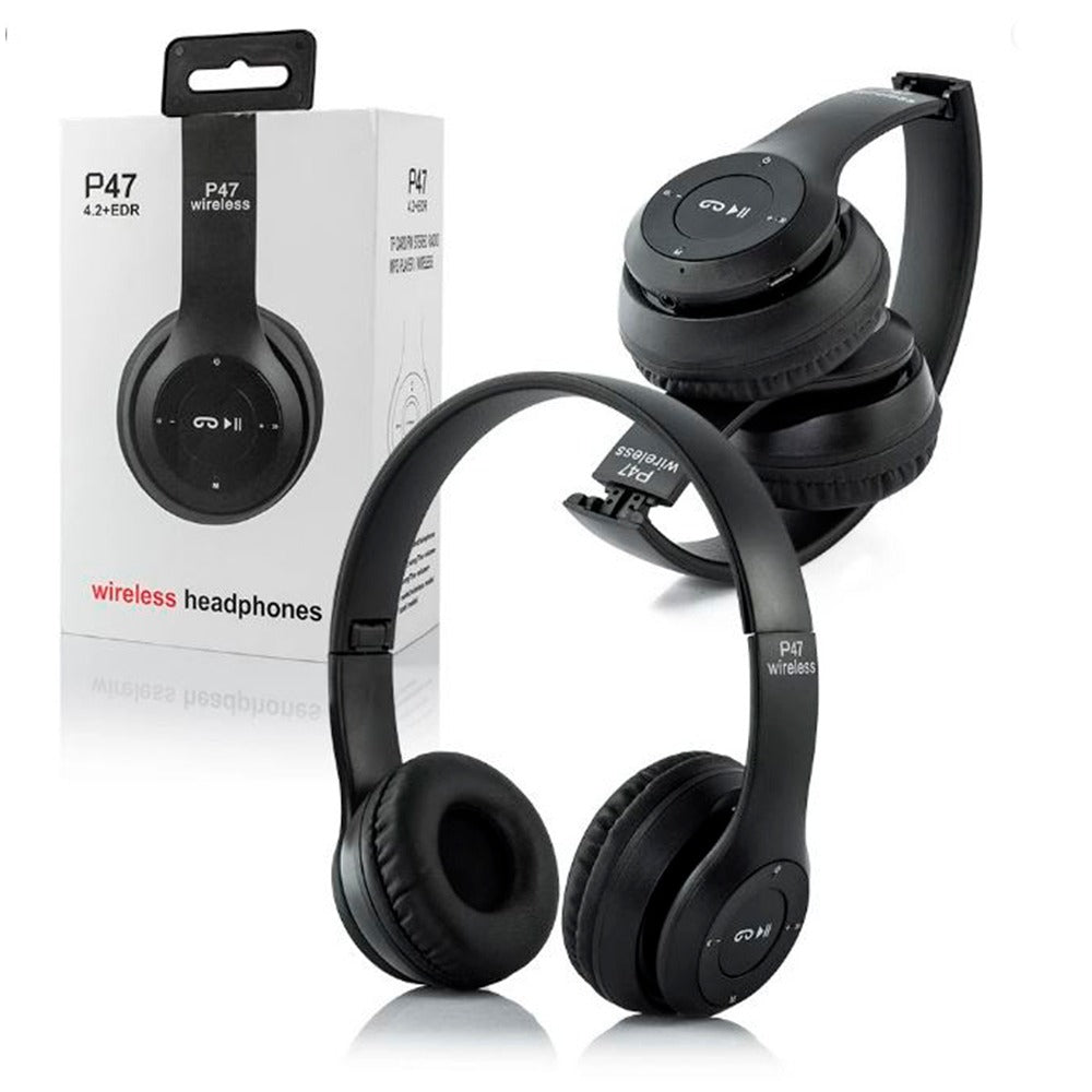 Audifonos 2 en 1 Inalámbricos y Cable Jack 3.5mm P47 5.0 Tf Negro S0674
