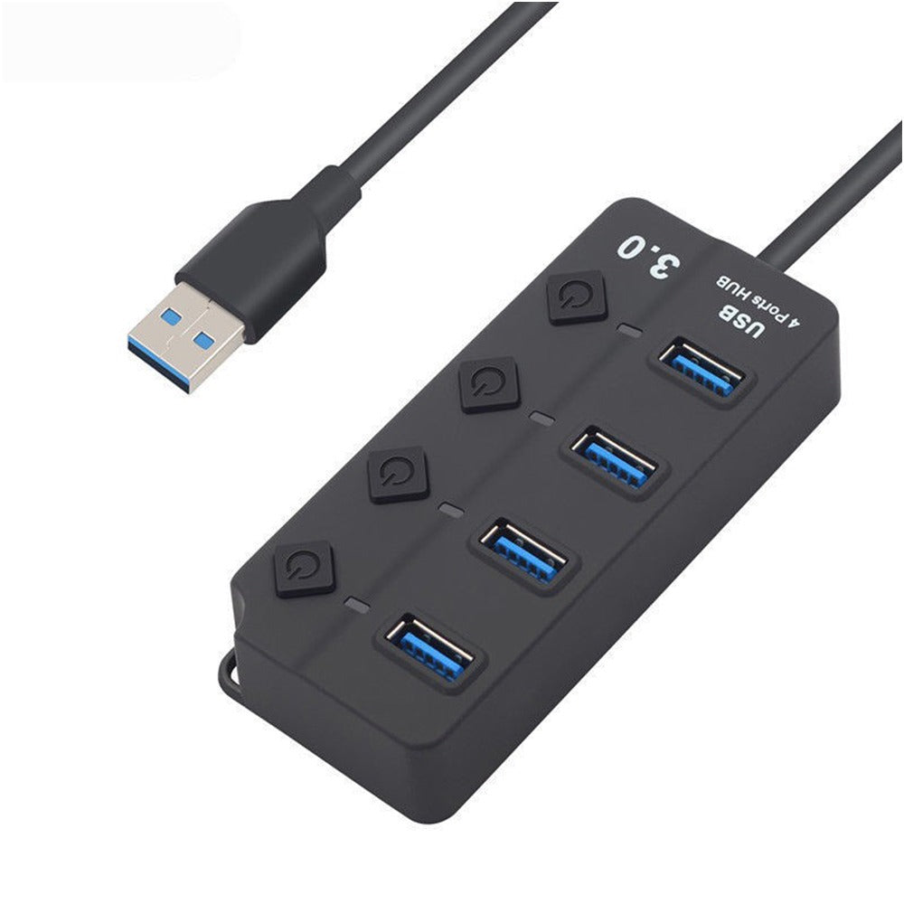 Hub 4 Puertos Independientes USB 3.0 Luz Led 5GBps Cable 30cm S0682
