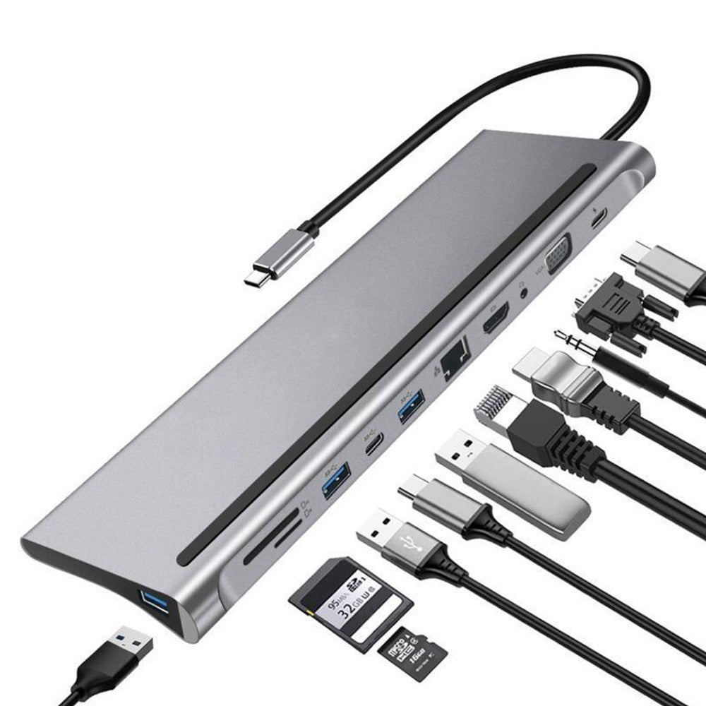 Adaptador Tipo C 11 en 1 Multiport HUB Estacion LAN HDMI VGA S0688