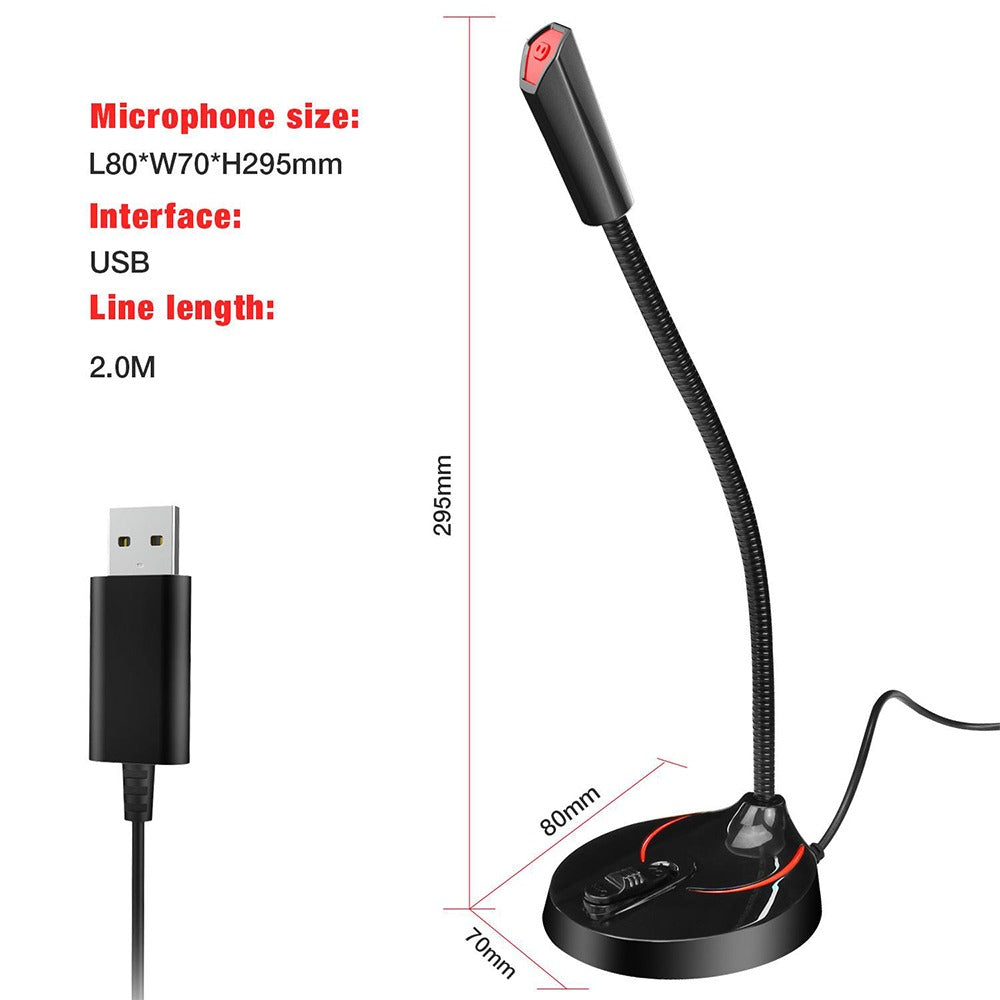 Micrófono USB Audio USB Unidireccional Mic Soporte para PC S0689
