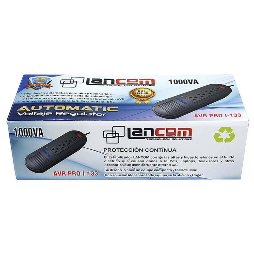 Estabilizador Voltaje Lancom 4 Tomas 1000VA 300W Vra Regula S0691