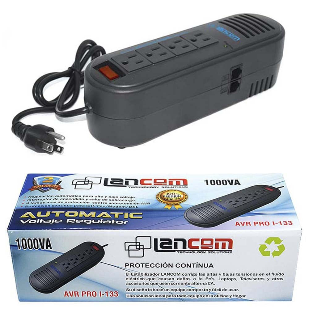 Estabilizador Voltaje Lancom 4 Tomas 1000VA 300W Vra Regula S0691