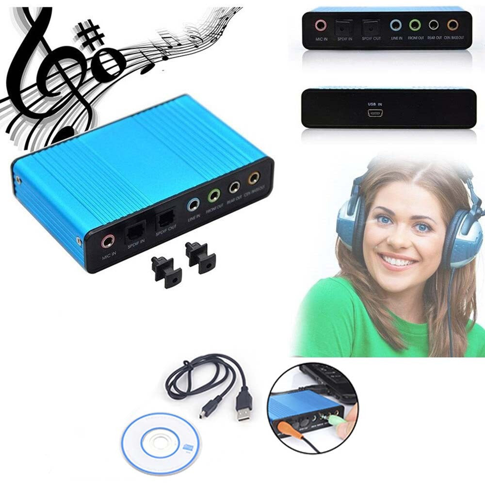 Tarjeta de Sonido Externa USB 5.1 Audio Micrófono 6 Canales S0698