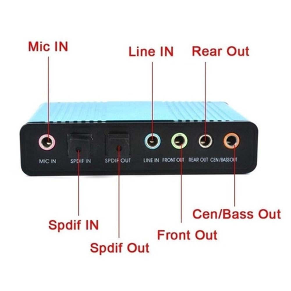 Tarjeta de Sonido Externa USB 5.1 Audio Micrófono 6 Canales S0698