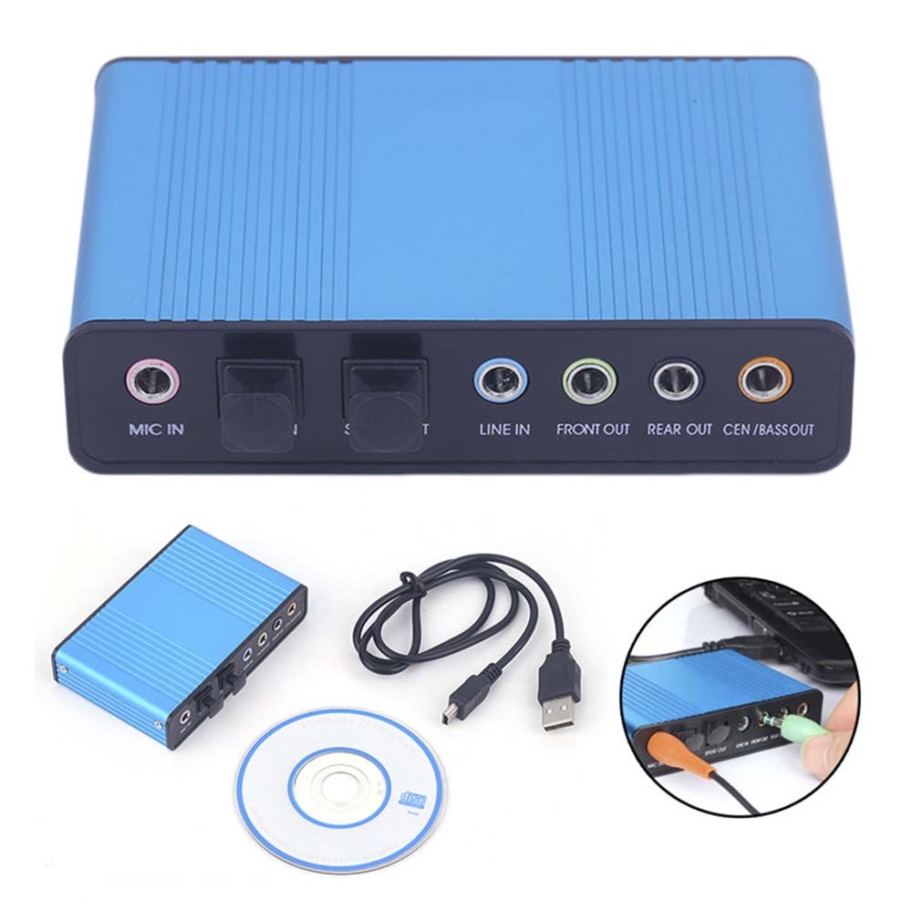 Tarjeta de Sonido Externa USB 5.1 Audio Micrófono 6 Canales S0698