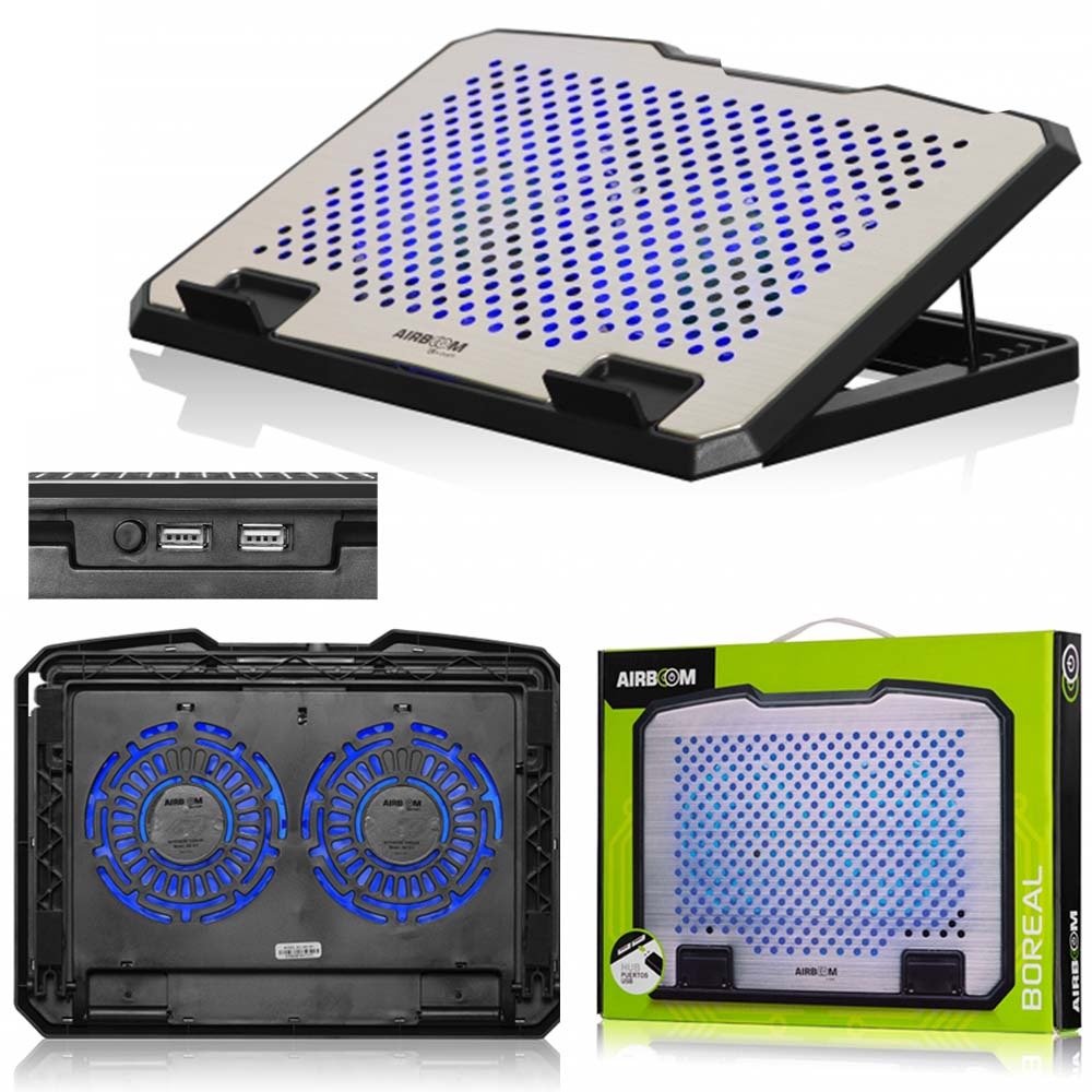 Cooler Notebook Portátil Airboom 2 Puertos USB Graduable Gamer 17 S0709