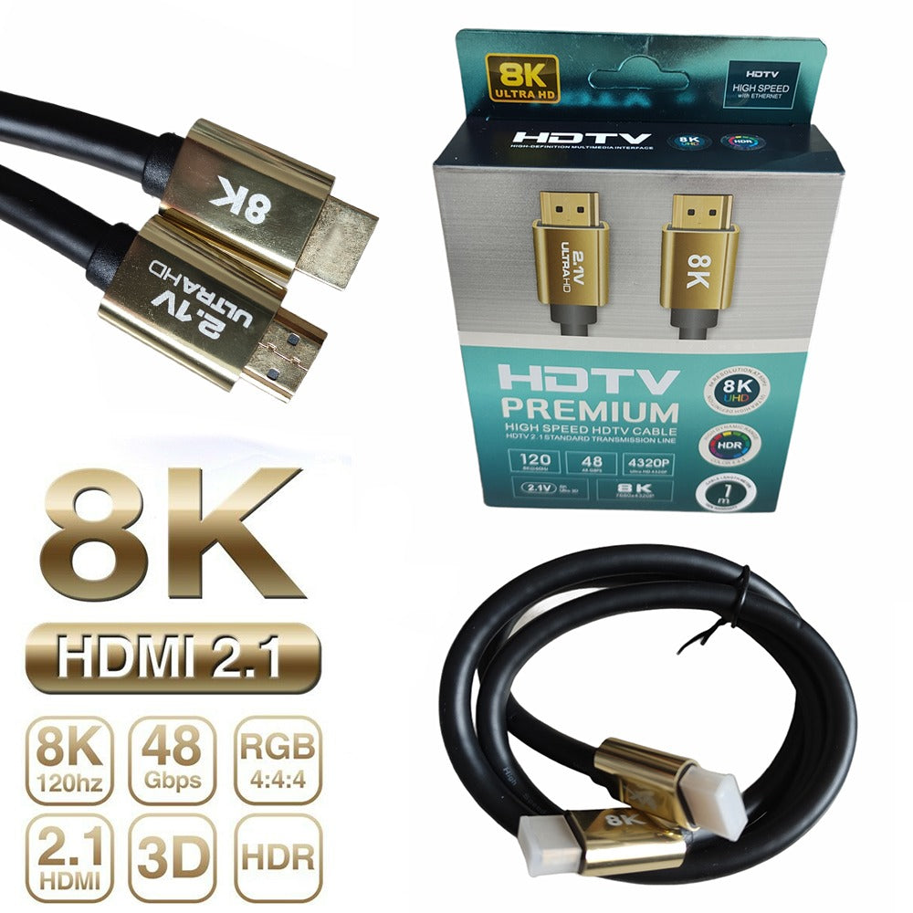 Cable Hdmi 2.1V 8k Ultra Hd 3d 1 Metros 4320p Premium 48Gbps HDR- PVC S0786