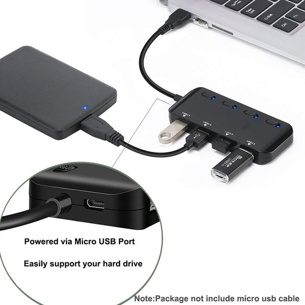 Hub 4 Puertos independientes Usb 3.0 Tipo C 5gbps Indicador led S0794