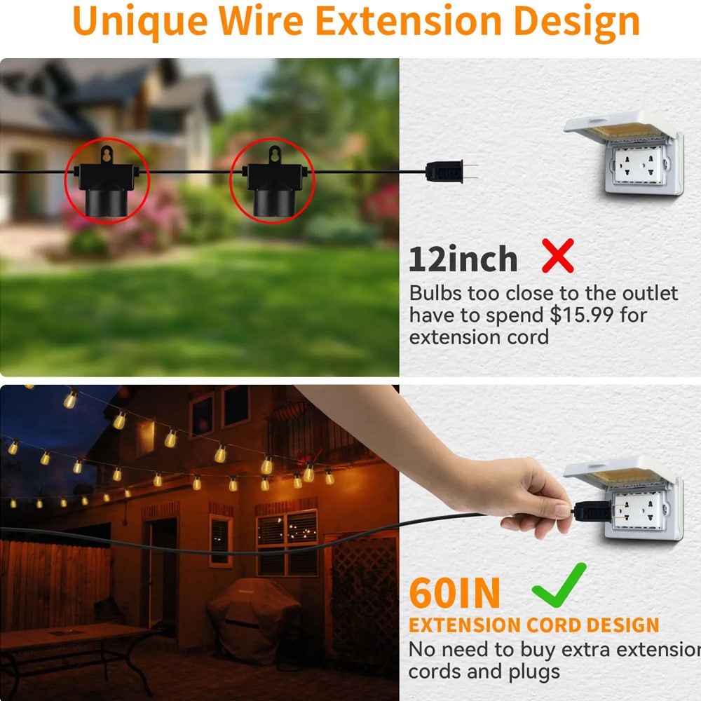 Guirnalda 15 Bombillas 15 metros LED Vintage Jardin Fiestas exterior S0818