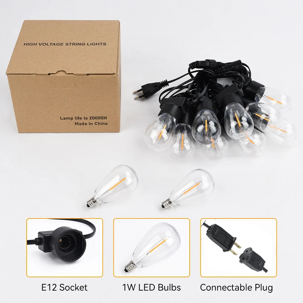 Guirnalda 15 Bombillas 15 metros LED Vintage Jardin Fiestas exterior S0818