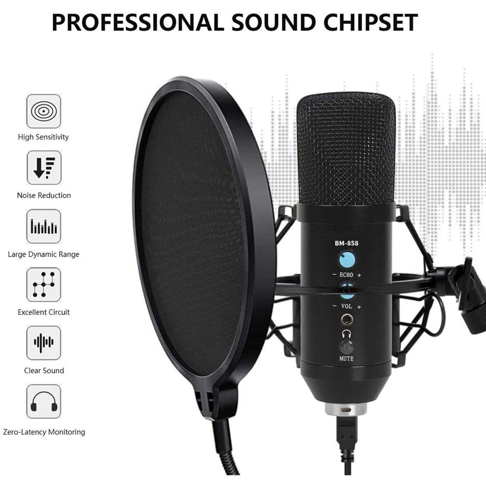 Micrófono Condensador Profesional BM858TZ USB Estudio de Grabación PC S0840
