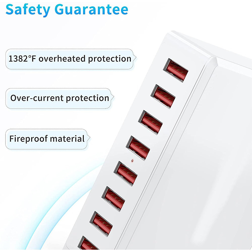 Cargador 8 Puertos USB 40W Carga Rápida WLX-T9 USB 3.0 2.4A - Blanco S0857