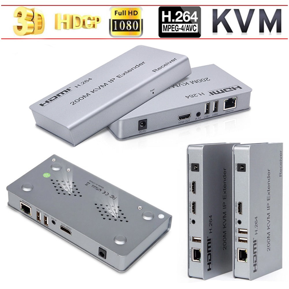 Hdmi extender 200m IP KVM 2 usb extiende hdmi cable rj45 plug and play S0860