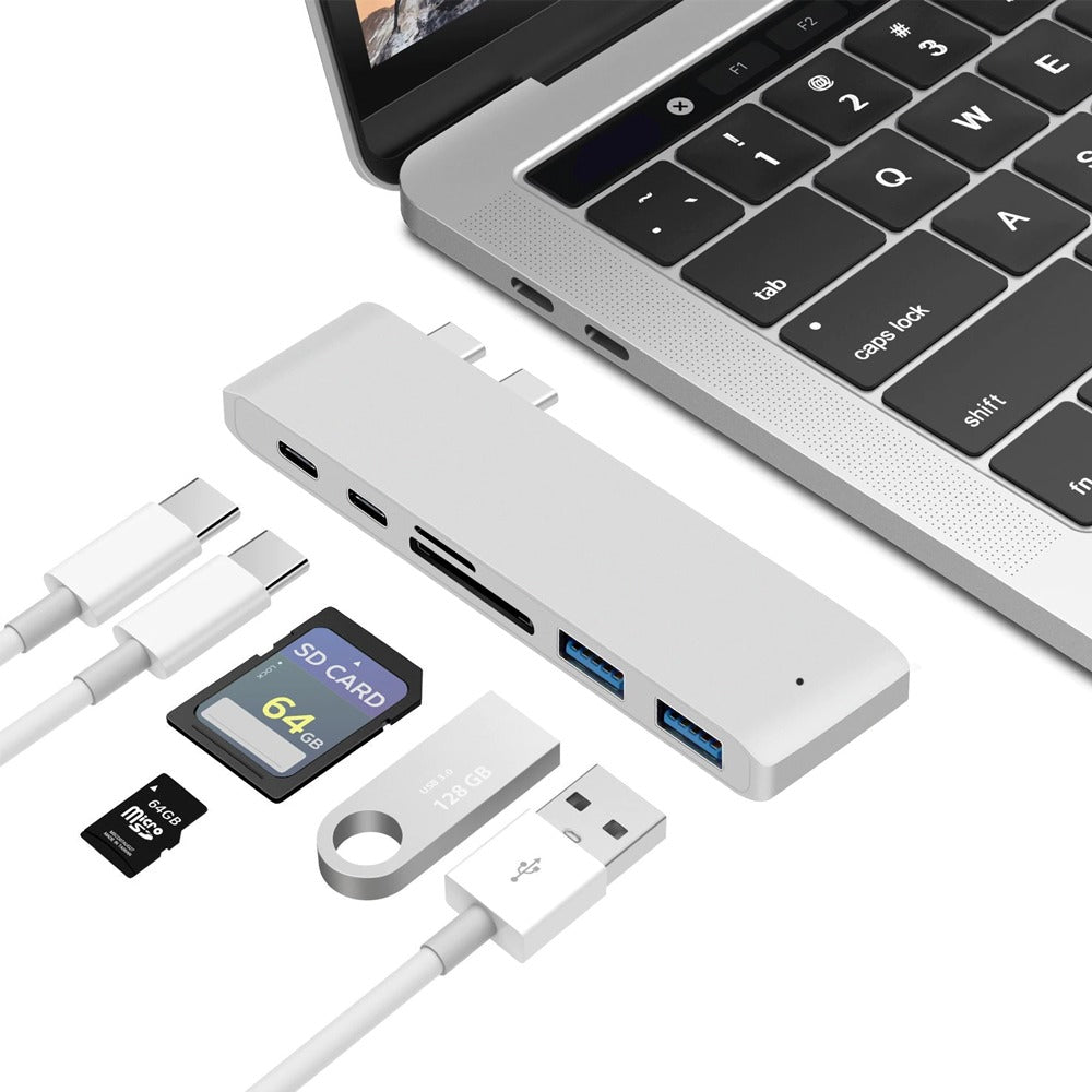 6 en 1 tipo C a USB 3.0 + TF Micro SD Lector de tarjetas hub adaptador S0890