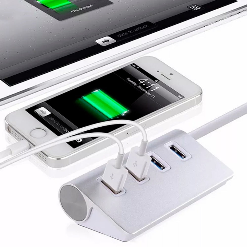 Hub 4 Puertos USB 3.0 Aluminio 5Gbps soporta 2TB S0908