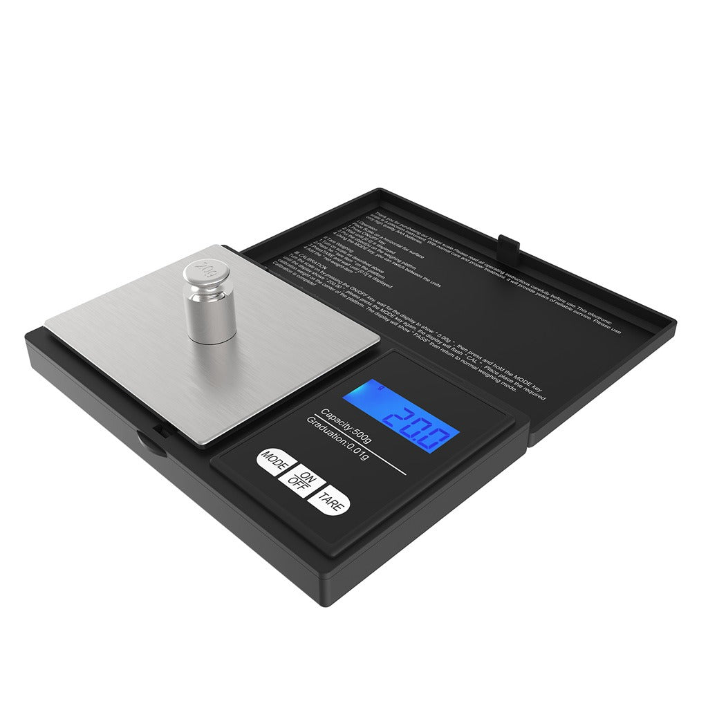 Balanza Gramera Digital Pesa Joyería Bolsillo 01g a 500g con tapa S0959