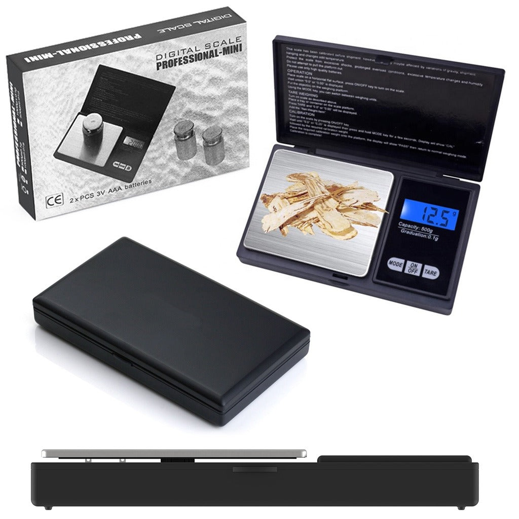 Balanza Gramera Digital Pesa Joyería Bolsillo 01g a 500g con tapa S0959